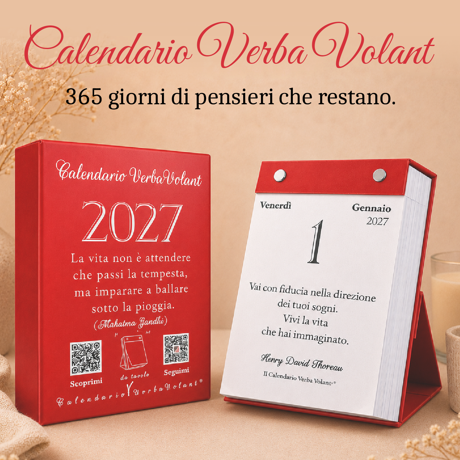 Calendario VerbaVolant 2027 da tavolo con Aforismi supporto incluso